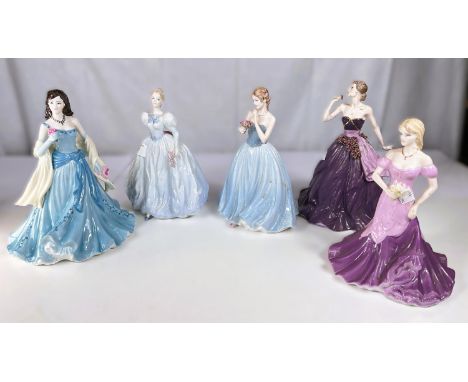 Coalport: Five ceramic figures, 'Lois Figurine of the year 2010', 'Lilly Figurine of the year', 'Sentiments Just for You', 'D
