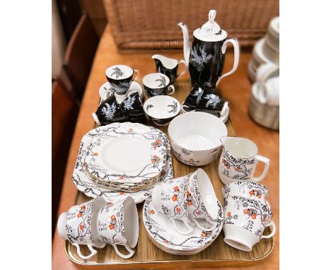 A Royal Albert "Night and Day" 15 piece coffee set ; a "Melba" 1930s art deco dinner and tea service&nbsp;&nbsp; 