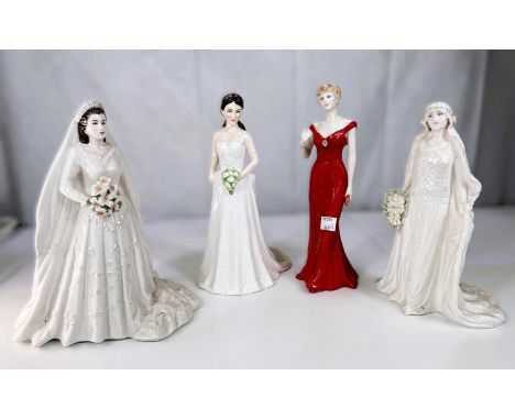Four Royal ceramic figures, Coalport limited edition 'Queen Elizabeth Queen Mother', Royal Worcester Queen Elizabeth 2007 Ann