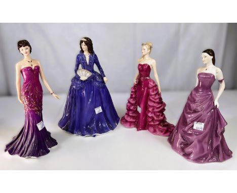 Royal Worcester: four limited edition ceramic figures 'Be Mine' 1760/7500, 'Ruby' 1445/7500, 'Claudia' 144/2950 and 'Diamonds