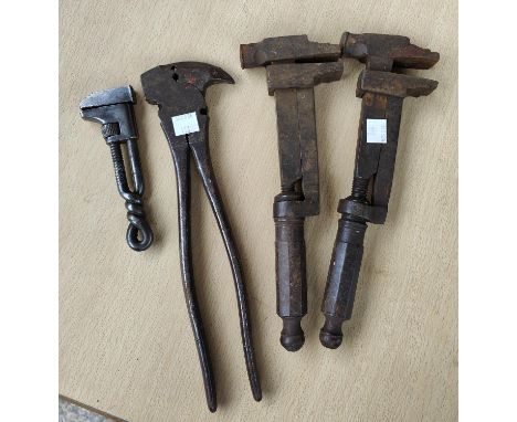 Four unusual possibly handmade wrench like tools&nbsp; 