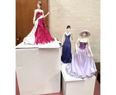 Royal Worcester: Three figurines two boxed all with certificates, 'Sapphire A Jewel to Treasure' 93/7500, 'Ruby' 624/7500 and