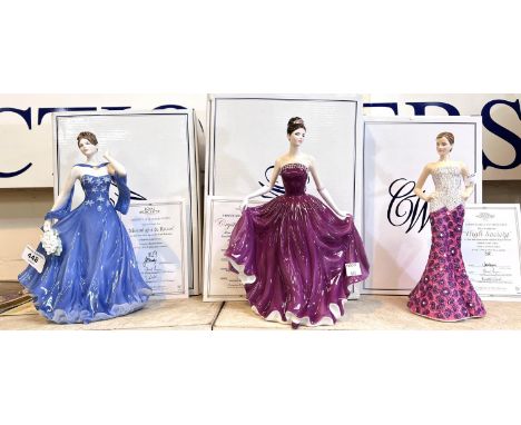 Royal Worcester: Three limited edition ceramic figurines, 'High Society' 338/7500, 'Crystal Princess' 65/4950 and 'Moonlight 