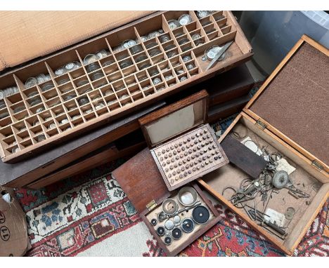 A very large selection of watch makers parts, tools, watch glasses, boxed from deceased watch makers estate 