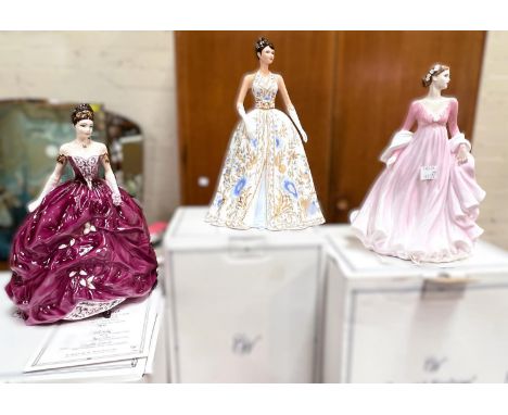 Coalport: three boxed ceramic figures with certificates, 'Perfect Moment' 4103/7500, 'Kathrine' Limited 2007, 'Emma' 3671/750