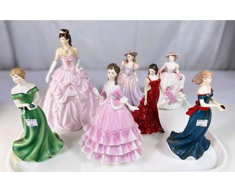 Royal Worcester: seven ceramic figuers, 'Magical Encounter' Special Edition 4418/950, Birthstone Gemini and Airies, 'Sweet Ro