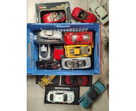 A collection of 1/18 approx. scale models of metal cars by Maisto and others inc. Pontiac etc 