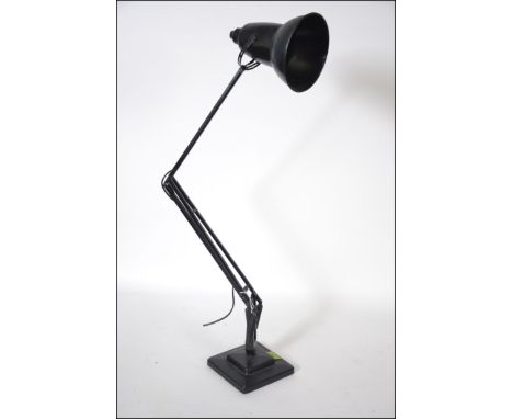 An original 1940's Herbert Terry two step anglepoise Industrial desk lamp having square terraced base with pendant shade.