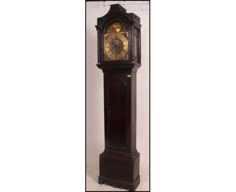 A 19th century  brass faced longcase grandfather clock believed to be by JN Wright of Linton. The brass and silvered dial / f