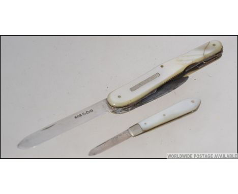 A good silver hallmarked and mother of pearl pen knife by Brookes & Crookes - John Brookes & Thomas Crookes, Sheffield 1901 t