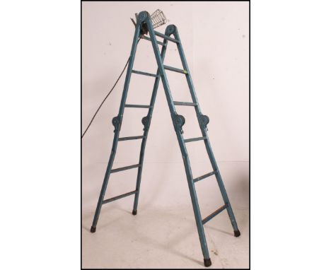 A vintage industrial works steel step ladder / hop up work platform. Ideal for conversion into a table together with a vintag