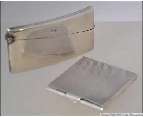 A silver hallmarked card case of bow form hallmarked for John Rose, Birmingham for 1912, weight 41.3g. Together with an 825 s