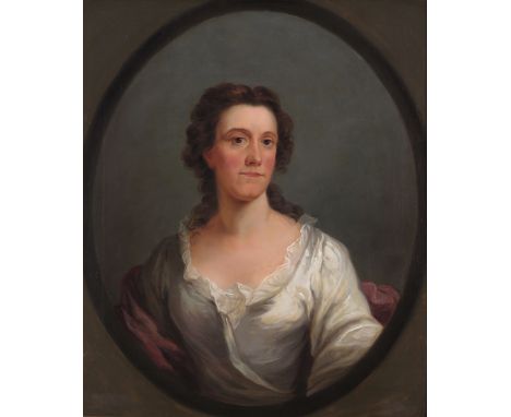 English School early 19th Century Portrait of a lady, thought to be Mrs Elizabeth Rumbold Head and shoulders, wearing a white