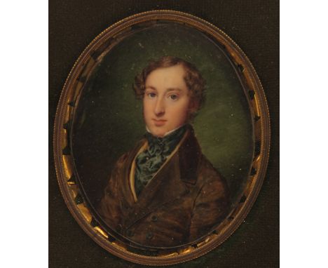 λ Attributed to Floriano Pietrocola (Italian 1809-?) Miniature portrait of a gentleman of the Bolland family, head and should