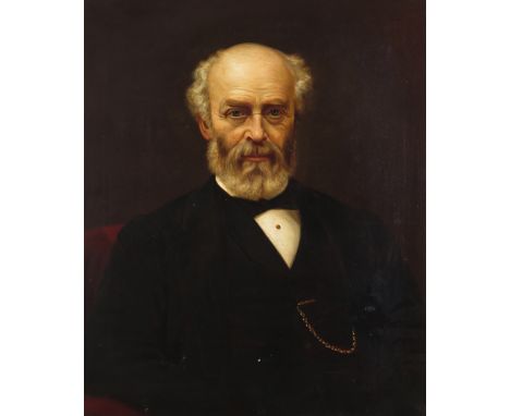 English School 19th Century Portrait of a gentleman, head and shoulders Oil on canvas 76 x 63.5cm; 30 x 25in ++Unlined, a rep
