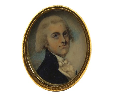 λ Follower of Richard Cosway Miniature portrait of a gentleman, bust length Oval in a gilt frame 43 x 33mm