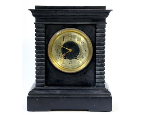 A FRENCH   SLATE MANTEL CLOCK OF RECTANGULAR FORM, 37CM H, LATE 19TH C 
