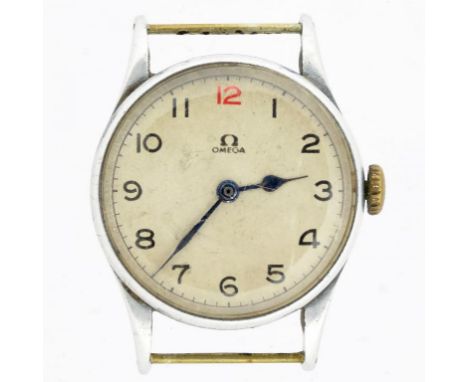 AN OMEGA STAINLESS STEEL FLEET AIR ARM PILOT'S WRISTWATCH, CASE BACK MARKED HS BROAD ARROW 8/6016 