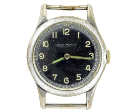 A JAEGER LECOULTRE STAINLESS STEEL ROYAL AIR FORCE PILOT'S/NAVIGATOR'S WRISTWATCH WITH BLACK DIAL, CASE BACK MARKED BROAD ARR
