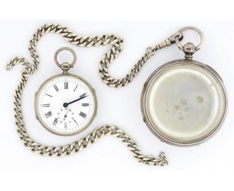 A VICTORIAN SILVER WATCH SHAPED PEDOMETER WITH ENAMEL DIAL, THE CASE BACK ENGINE TURNED LONDON 1891, A SILVER WATCH  CASE AND