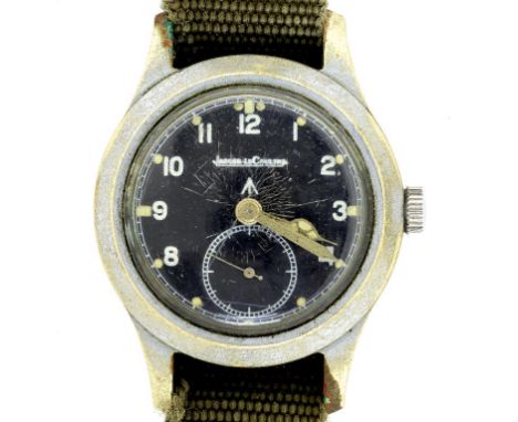 A JAEGER LECOULTRE STAINLESS STEEL BRITISH MILITARY ISSUE WRISTWATCH, CASE BACK MARKED ARROW W.W.W. AND NUMBERS 