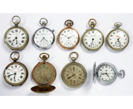 NINE VARIOUS LEVER AND KEYLESS LEVER OPEN FACED AND HUNTING CASED WATCHES, LATE 19TH/EARLY 20TH C 