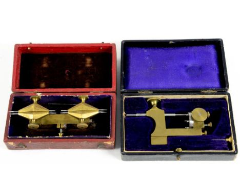 VINTAGE WATCHMAKER'S TOOLS.  A BRASS DEPTHING TOOL AND A BRASS JACOT TOOL, BOTH CASED, LATE 19TH CENTURY  