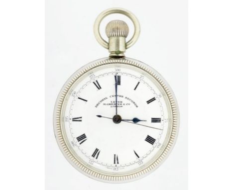 A ZENITH NICKEL PLATED ROYAL NAVY HYDROGRAPHIC SERVICE ISSUE DECK WATCH, THE ENAMEL DIAL MARKED DECIMAL CENTRE SECONDS LEVER 