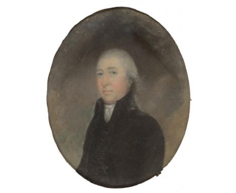 ENGLISH SCHOOL 18TH CENTURY - PORTRAIT OF A GENTLEMAN SAID TO BE M. THOMAS OF CHRIST'S COLLEGE 1766 PASTEL OVAL 24CM X 19CM 