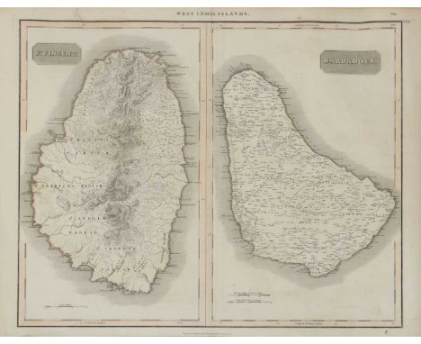 MAPS: Two maps of the WEST INDIES: 1- Grenada, Tobago, Trinidad &amp; Curacao. 2- St, Vincent &amp; Barbados. Both for Thomso