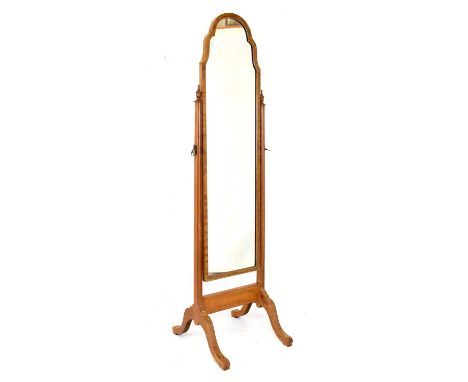 Queen Anne-style cheval mirror, 159.5cm high 