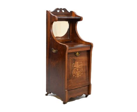 Edwardian inlaid rosewood purdonium with mirror back, 35cm x 35cm x 94cm high