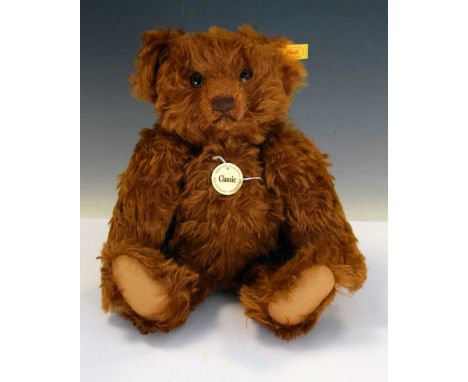 Steiff teddy bear - brown colour fur with growler, 004490, 33cm high 