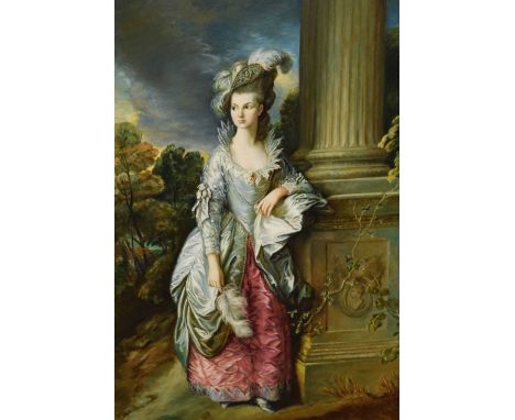 Reproduction oil on canvas - portrait of a lady, unsigned, 74.5cm x 49cm, framed 