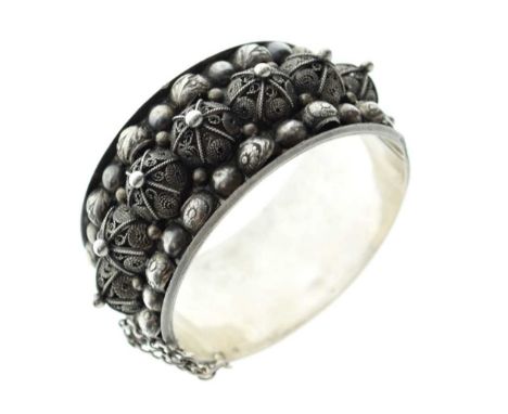 Tribal white metal bangle, unmarked, 76g approx