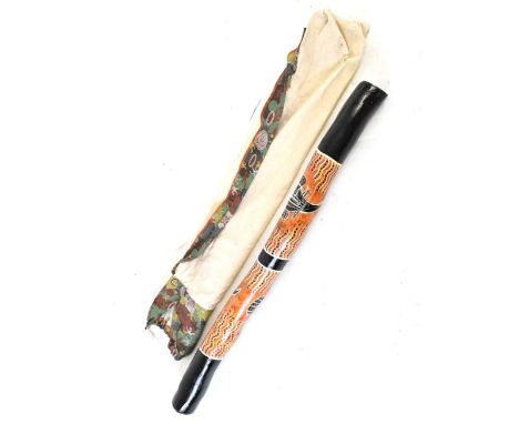Didgeridoo, having typical Indigenous Australian design, 90cm long