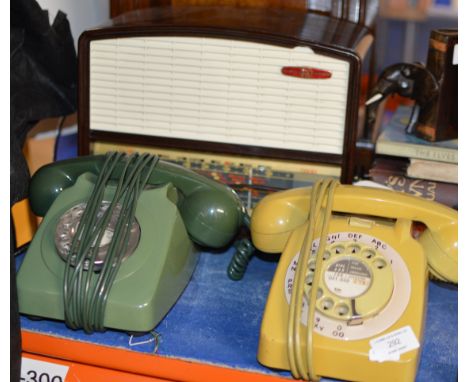 VINTAGE PYE RADIO &amp; 2 VINTAGE TELEPHONES     