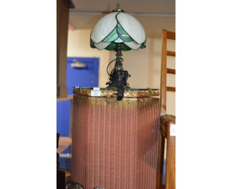 LLOYD LOOM STYLE LINEN BIN &amp; DECORATIVE TABLE LAMP     