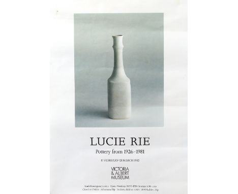 Lucie Rie exhibition poster for the Victoria and Albert Museum 'Lucie Rie Pottery from 1926-1981, 17th February - 28th March 