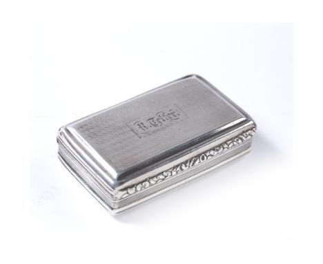 Silver snuff box  bearing marks for John Shaw, Birmingham, 1820 66g approx overall, 7cm