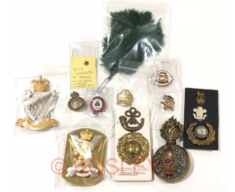 11 assorted badges.Royal Marine Light Infantry three part glengarry badge ... Royal Marines Officer’s two part badge with Pri