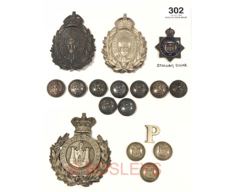 Sheffield City Police and Ponterfract Borough Police Insignia.A good selection. Officer’s silver plated oval helmet plate of 