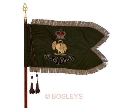 Buckinghamshire Yeomanry Cavalry Guidon circa 1827.A fine and rare example of green silk with bullion cord tassels and pole. 