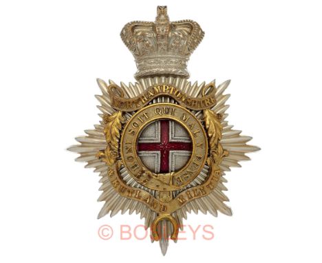 Northamptonshire & Rutland Militia 1861-69 Officer’s shako plate.A very fine example. Crowned silvered star mounted with gilt