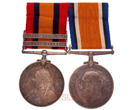 Boer War / WW1  Middlesex Yeomanry Officer’s Queen’s South Africa Pair of Medals.Awarded to Major John Mansfield Stradling Cr