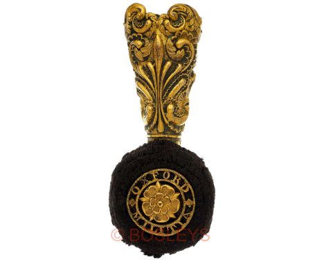Oxford Militia Regency shako plume holder circa 1820.An extremely fine and exceedingly rare example comprising a large black 