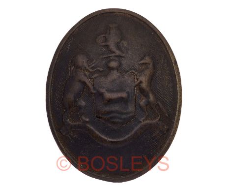 Oxford Militia George III shoulder belt plate  circa 1780-16.An extremely rare oval relic example. Die-cast oval plate bearin