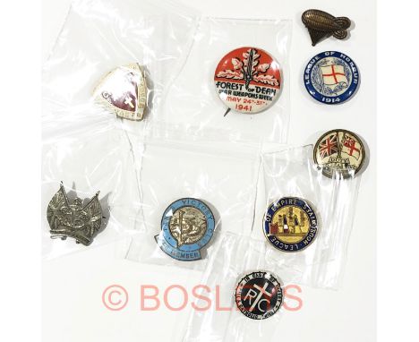 WW1/ WW2 Home Front Gilt & Enamel , Celluloid Label Badges.A varied collection including: Boys Brigade National Service. .. F