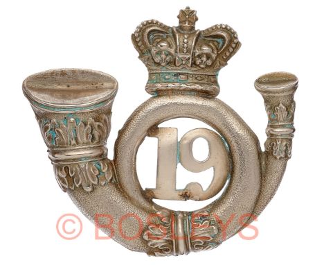 Scottish. 19th Lanarkshire (Glasgow, 2nd Northern) Rifle Volunteers Victorian shako plate.A good scarce die-stamped large whi