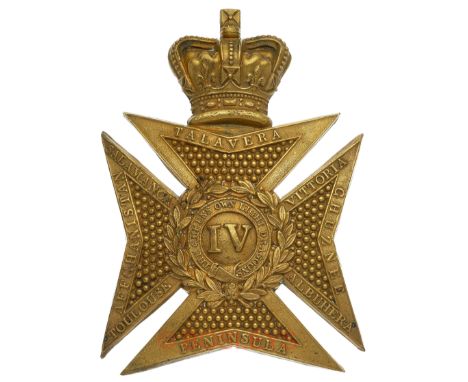 4th Queen’s Own Light Dragoons Victorian OR’s shako plate circa 1845-56.A good scarce die-stamped brass example. Crowned hobn
